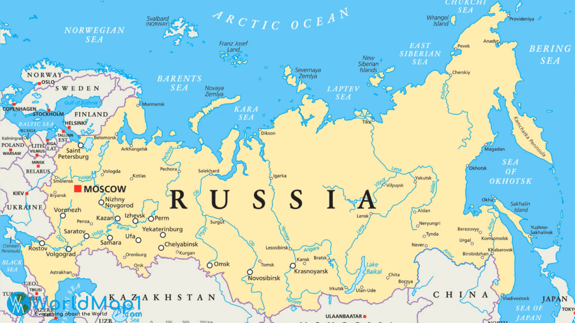 Nehirler ile Rusya Haritası